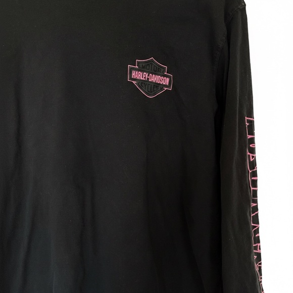 Vtg 2010 Harley Davidson Made in USA Pink Logo Graphic T-Shirt XL Unisex - Picture 2 of 8
